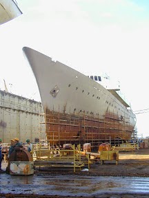 The ‘Christina’ being renovated at a Croatian shipyard.