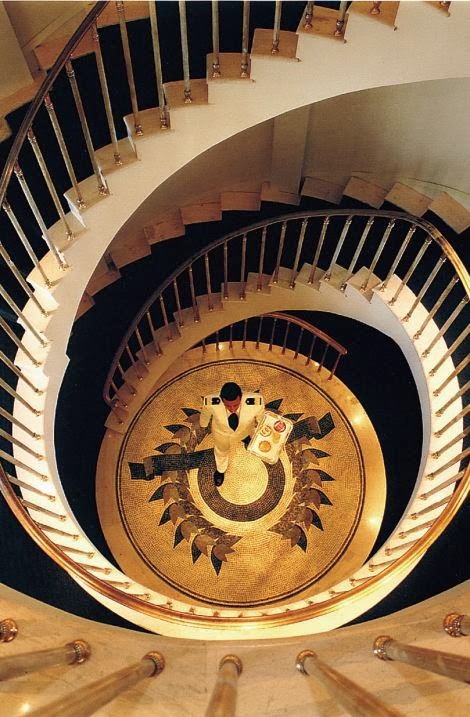 The flights of stairs inside the 'Christina'.