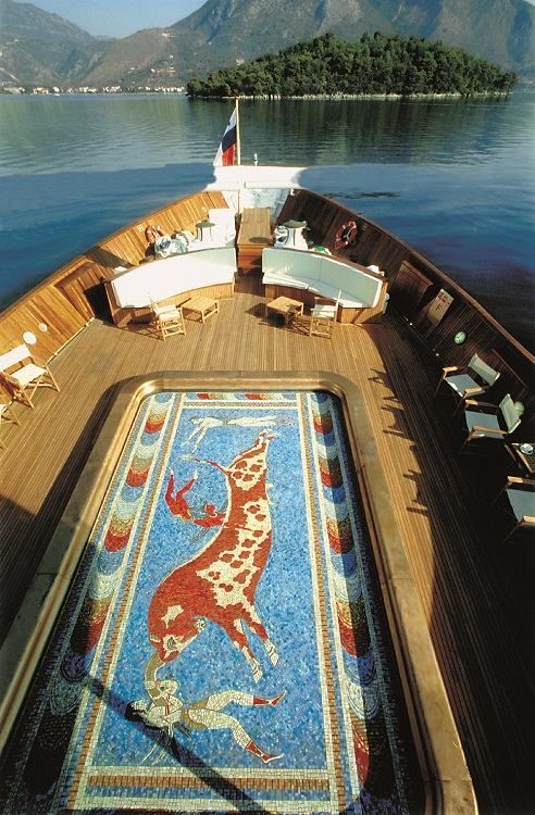 The swimming pool on the yacht 'Christina'.