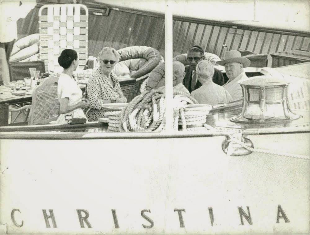Aristotle Onassis and Winston Churchill aboard the ‘Christina’.