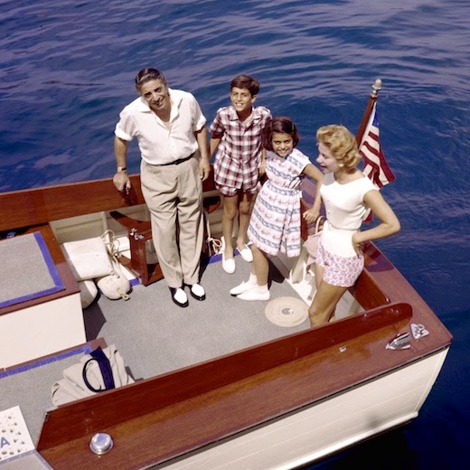 Rare picture of the Onassis family taken before an outing at sea...