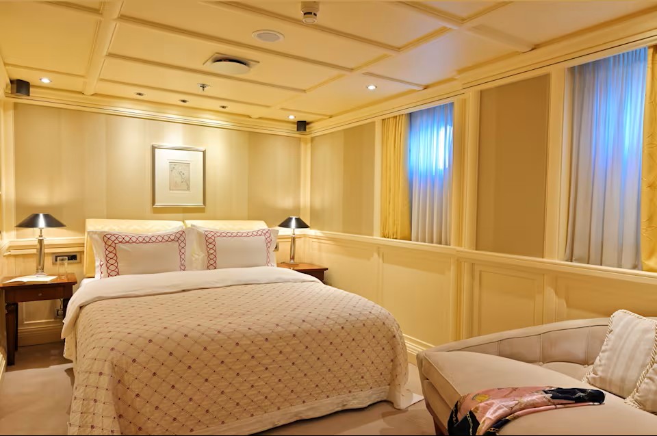 The interior of one of the bedrooms of the 'Christina'.