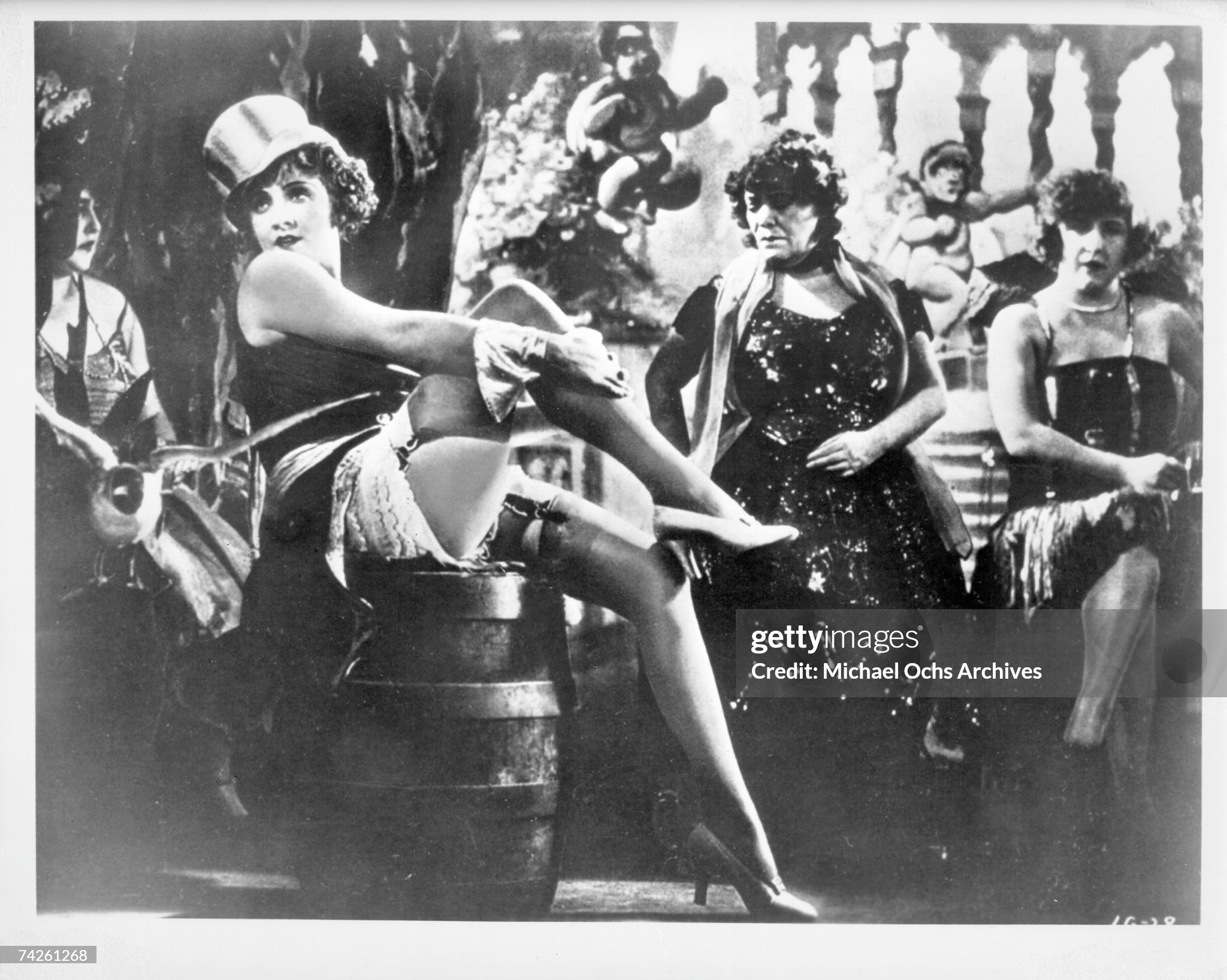 A top-hatted Marlene Dietrich (1901 - 1992) performs in a nightclub scene from the film 'Der blaue engel' ('The blue angel'), directed by Josef Von Sternberg for UFA, in 1930. 