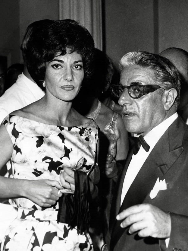 Maria Callas and Aristotle Onassis at the Rose Ball hosted by Princess Grace of Monaco in 1960. 