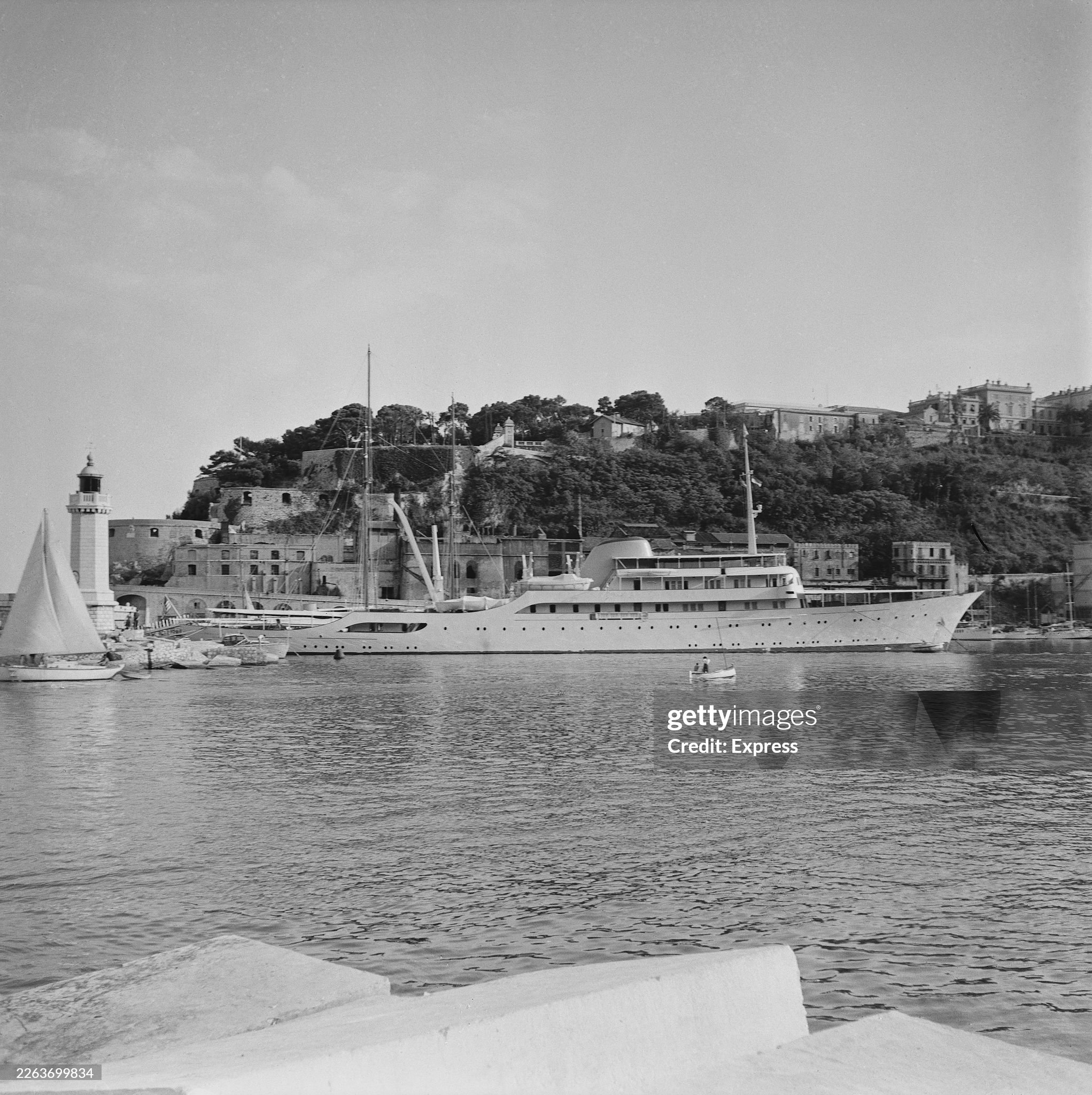 The 'Christina’ moored in Monte Carlo, Monaco, on 23rd August 1955. The yacht belonged to Greek businessman Aristotle Onassis. 
