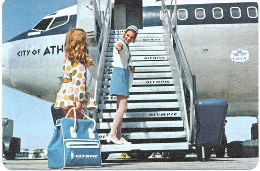 The iconic cabin crew uniforms of Olympic Airways. On 06 April 1957 Aristotle Onassis officially launched Olympic Airways. He was heading the airline and provided luxury and lavish flights.