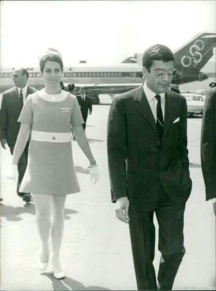 Alexander Onassis with an Olympic Airways flight attendant.