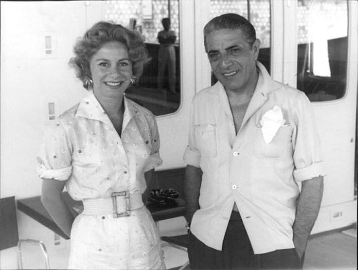 Aristotle Onassis and his wife Tina on board the yacht ‘Christina’ in the Monaco harbor in 1958. 