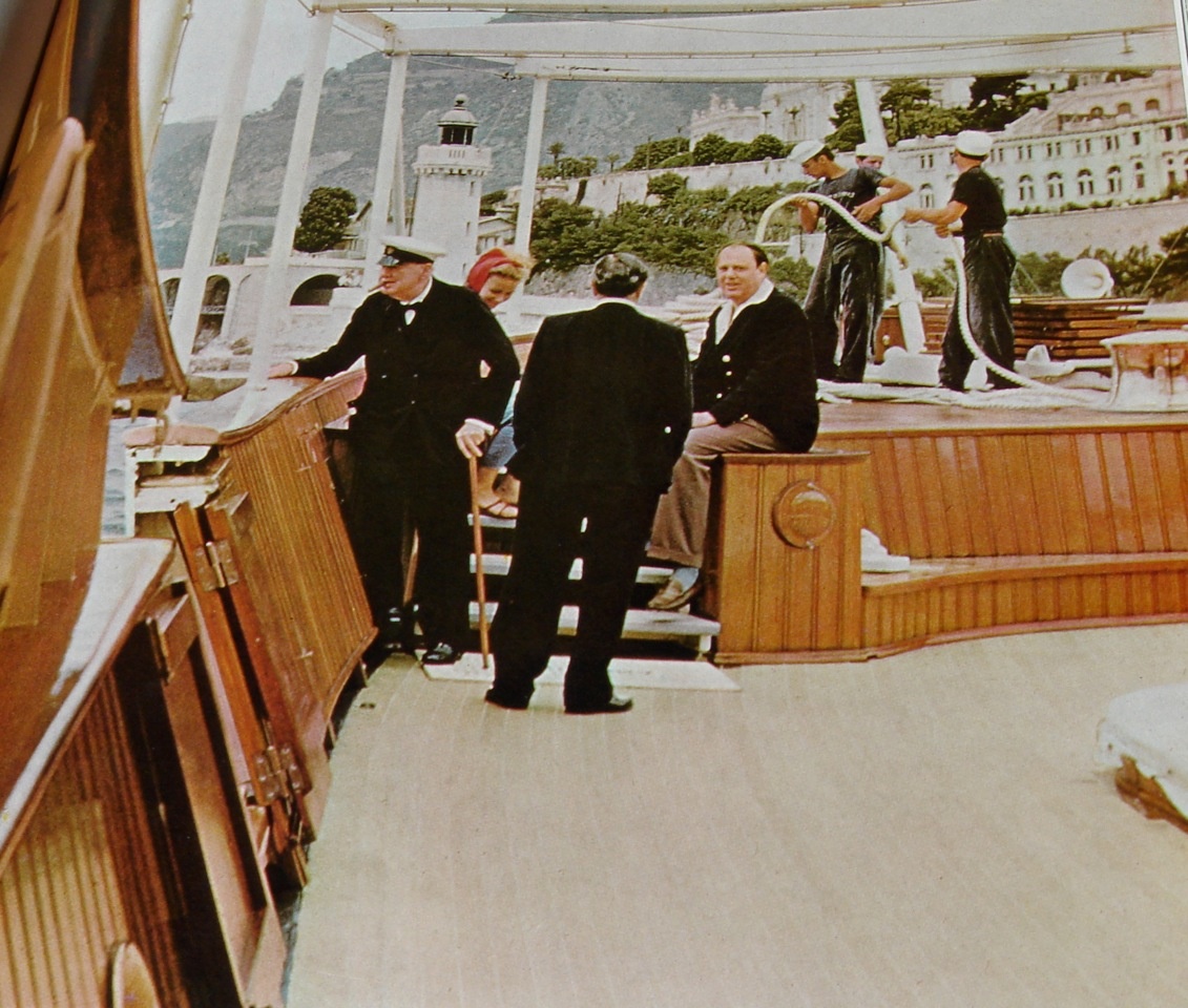Winston Churchill was a guest of Aristotle Onassis on his yacht ‘Christina’.