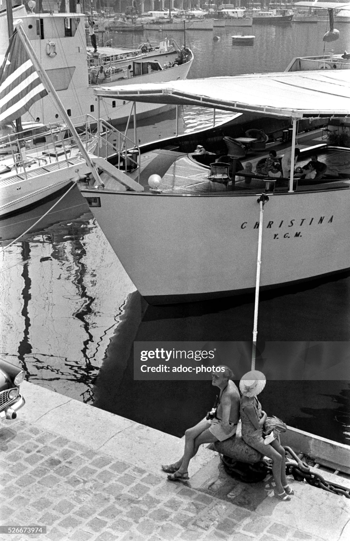 The ‘Christina’ in Monaco in 1959. On board there are Winston Churchill and Maria Callas. 