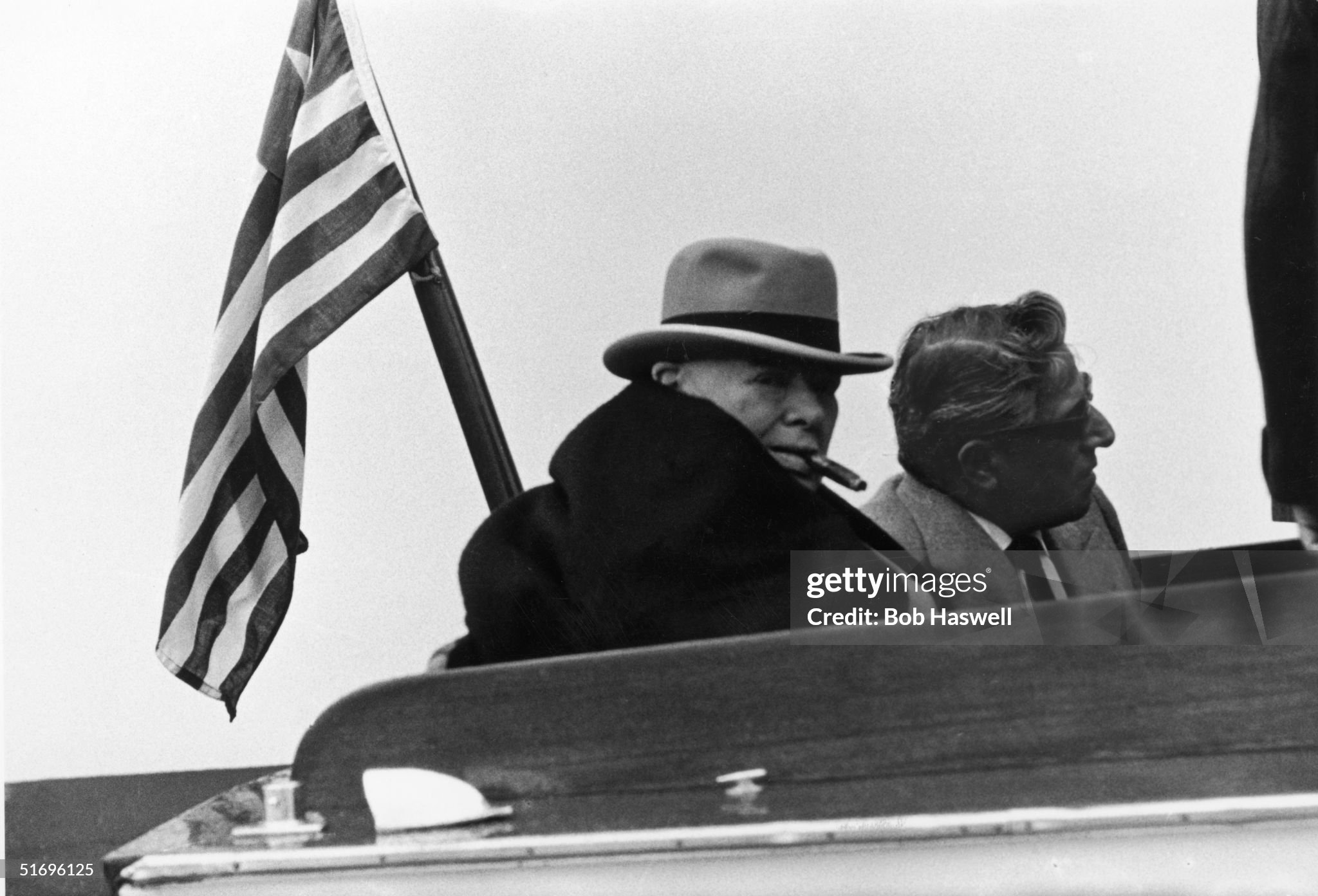 Aristotle Onassis on board his yacht ‘Christina’ with former British Prime Minister Winston Churchill on 09 March 1960.