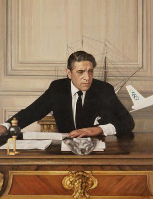 Aristotle Onassis in his office in Athens, Greece, in 1960s.