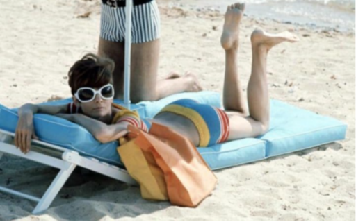 Jackie Bouvier on the beach.