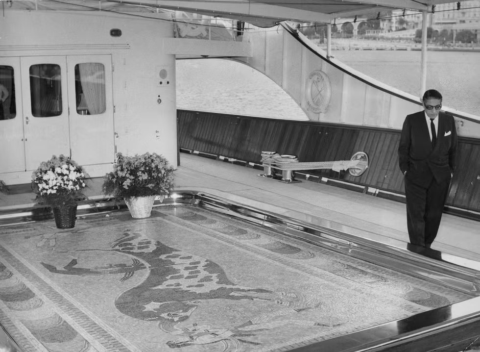 Aristotle Onassis on his ‘Christina’.