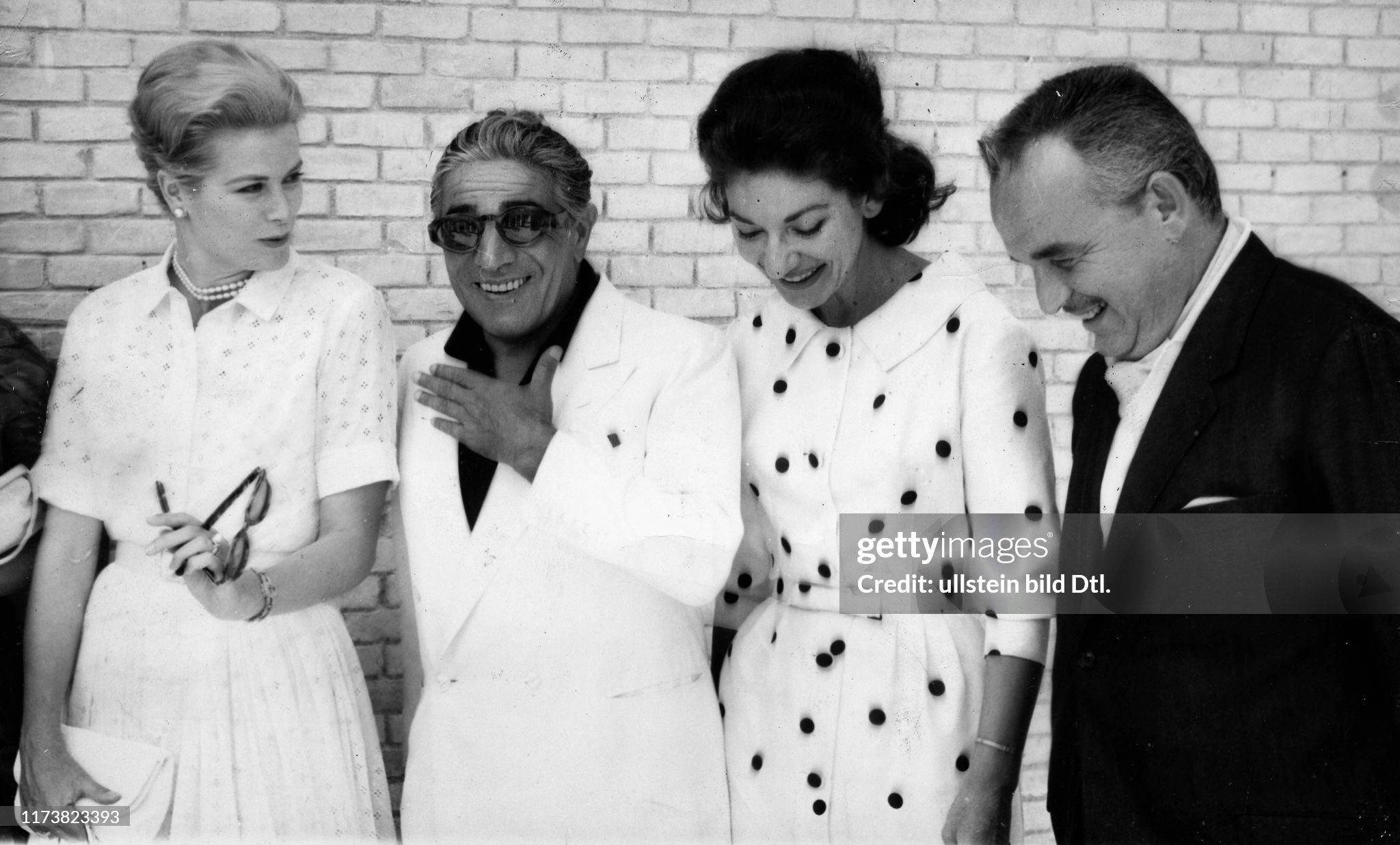 Princess Grace and Prince Rainier with Aristotle Onassis and Maria Callas in Mallorca on 01 July 1961. 