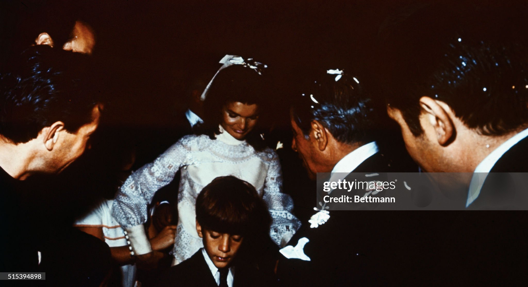 Bearing traces of confetti Mr. and Mrs. Aristotle Onassis are shown at their wedding here on Onassis' private island on 20 October 1968.