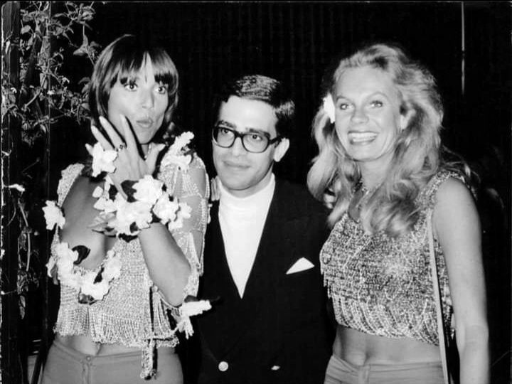Alexander Onassis with the Italian actress Elsa Martinelli and Odile Rodin, around 1970. 