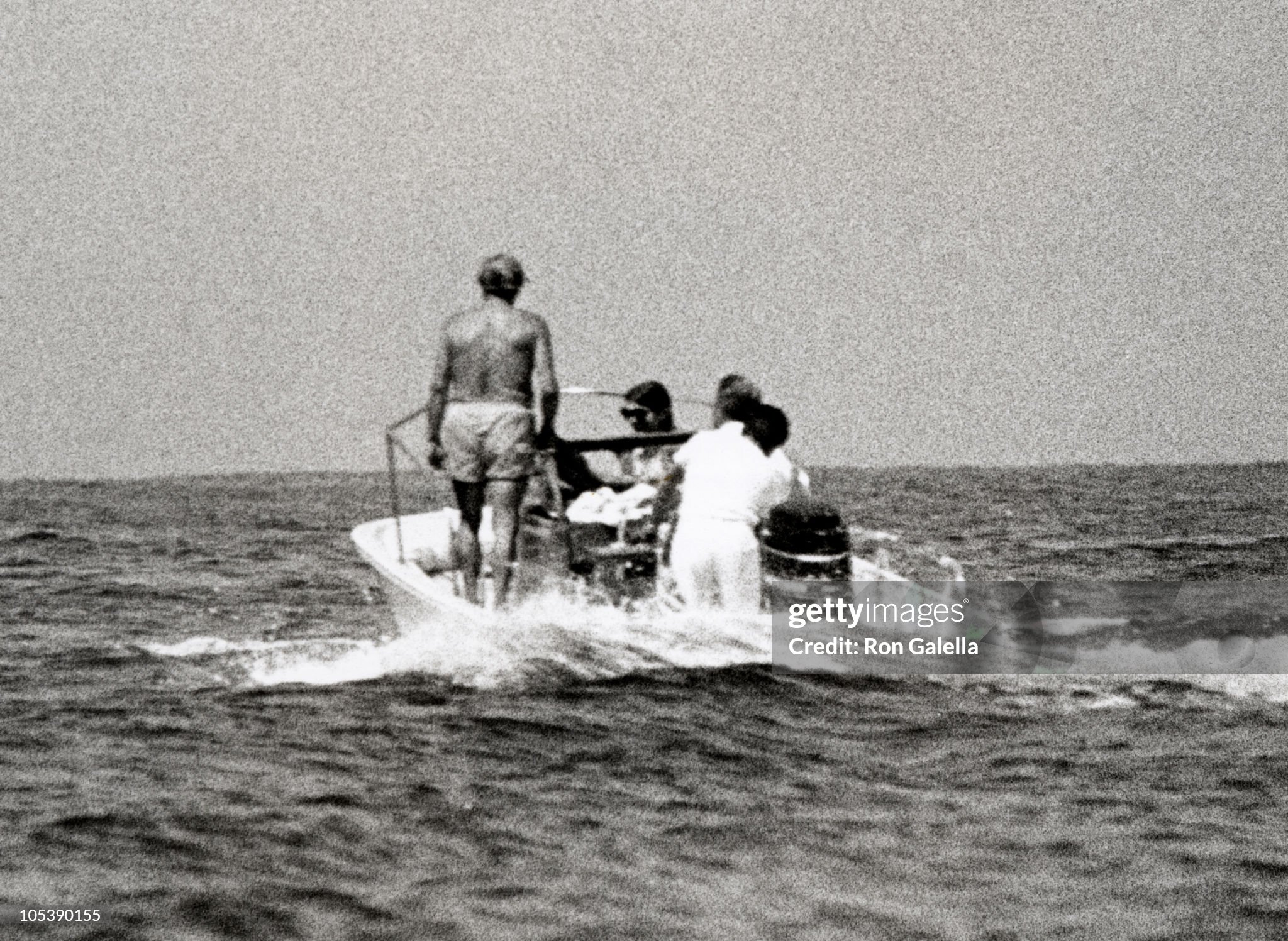 Jackie Kennedy and Aristotle Onassis on their boat off the isle of Skorpios on 25 August 1970. 