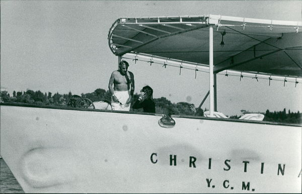 Aristotle and Jackie Onassis aboard the ‘Christina’.