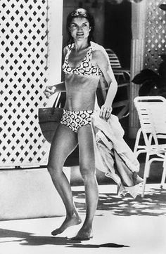 Jackie Onassis in a bikini in 1977.