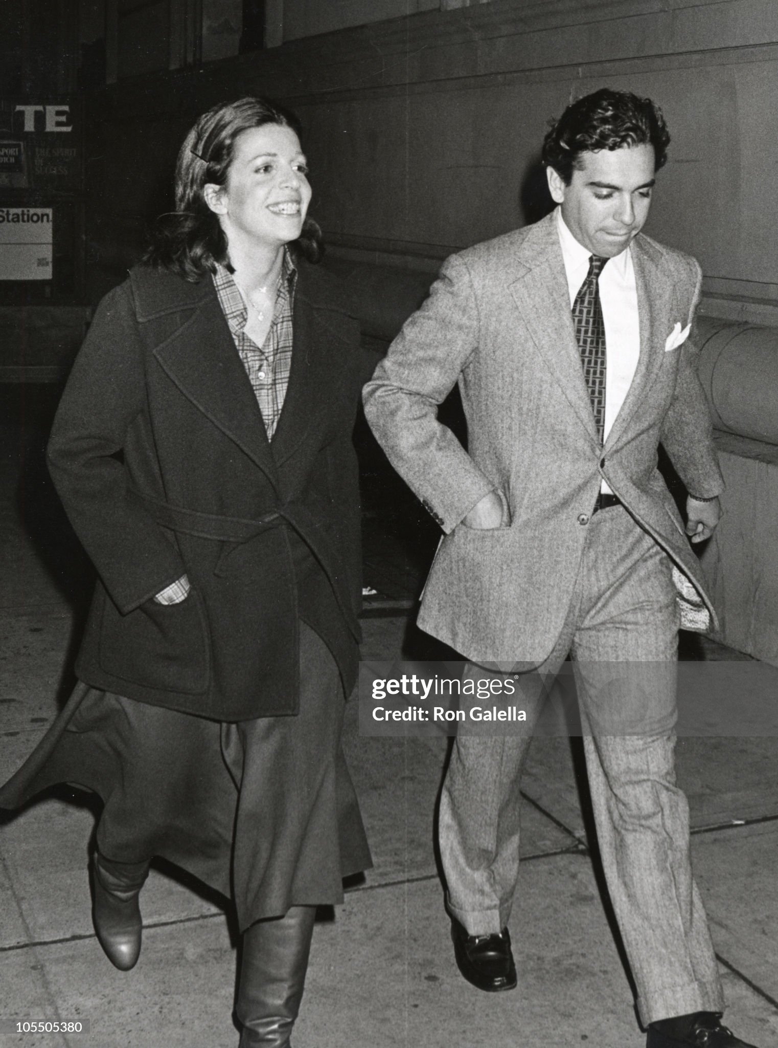 Christina Onassis with Niki Bookis in front of the Pierre Hotel in New York, United States, on 02 November 1977. 