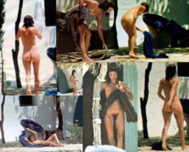 Several images from the series of nude sunbathing pictures snapped of the former First Lady.