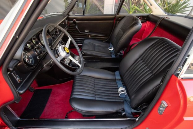 The interior of the Aristotle Onassis Ferrari 330 GTC.