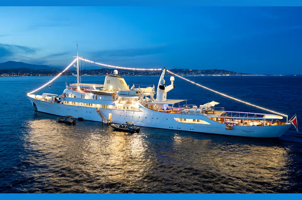 The fabulous 99 meters long yacht Christina O' completely restored.