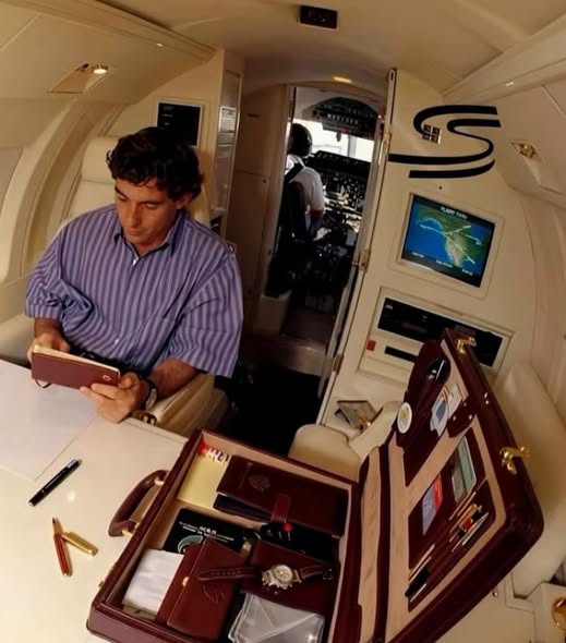 Ayrton Senna in flight.
