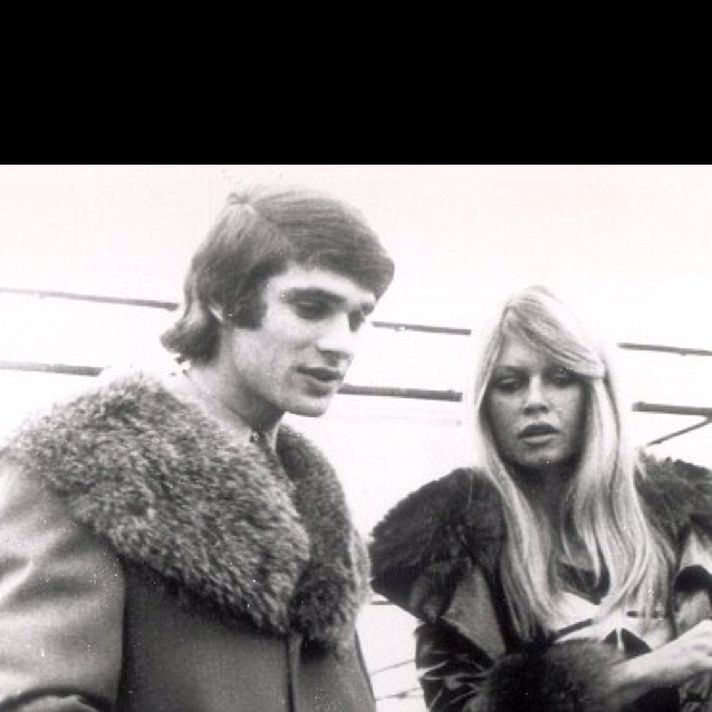Brigitte Bardot with Francois Cevert at the 1971 Paris Motor Show in October 1971.