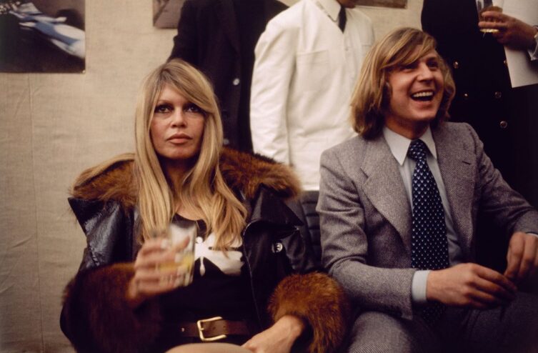 Brigitte Bardot with Johhny Servoz-Gavin at the 1971 Paris Motor Show in October 1971.