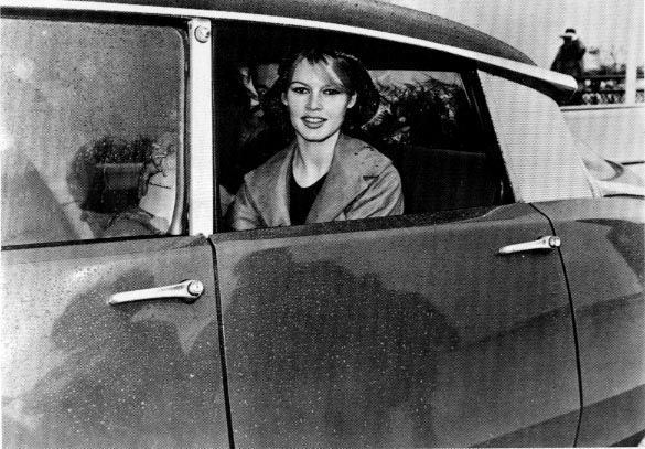 Brigitte Bardot in a Citroen DS, a French icon that she loved.