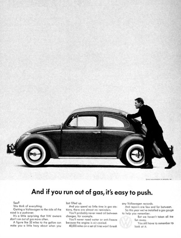 A magazine with a Volkswagen Beetle.