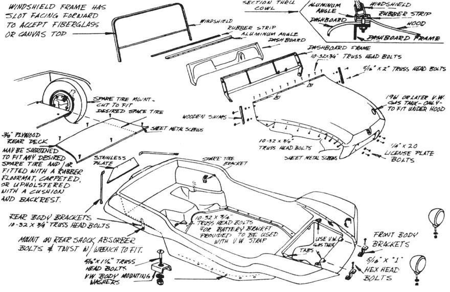 A drawing of the Dune Buggy.