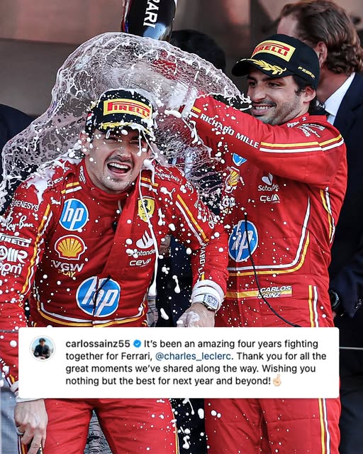 Carlos Sainz's social media greeting to Charles Leclerc.