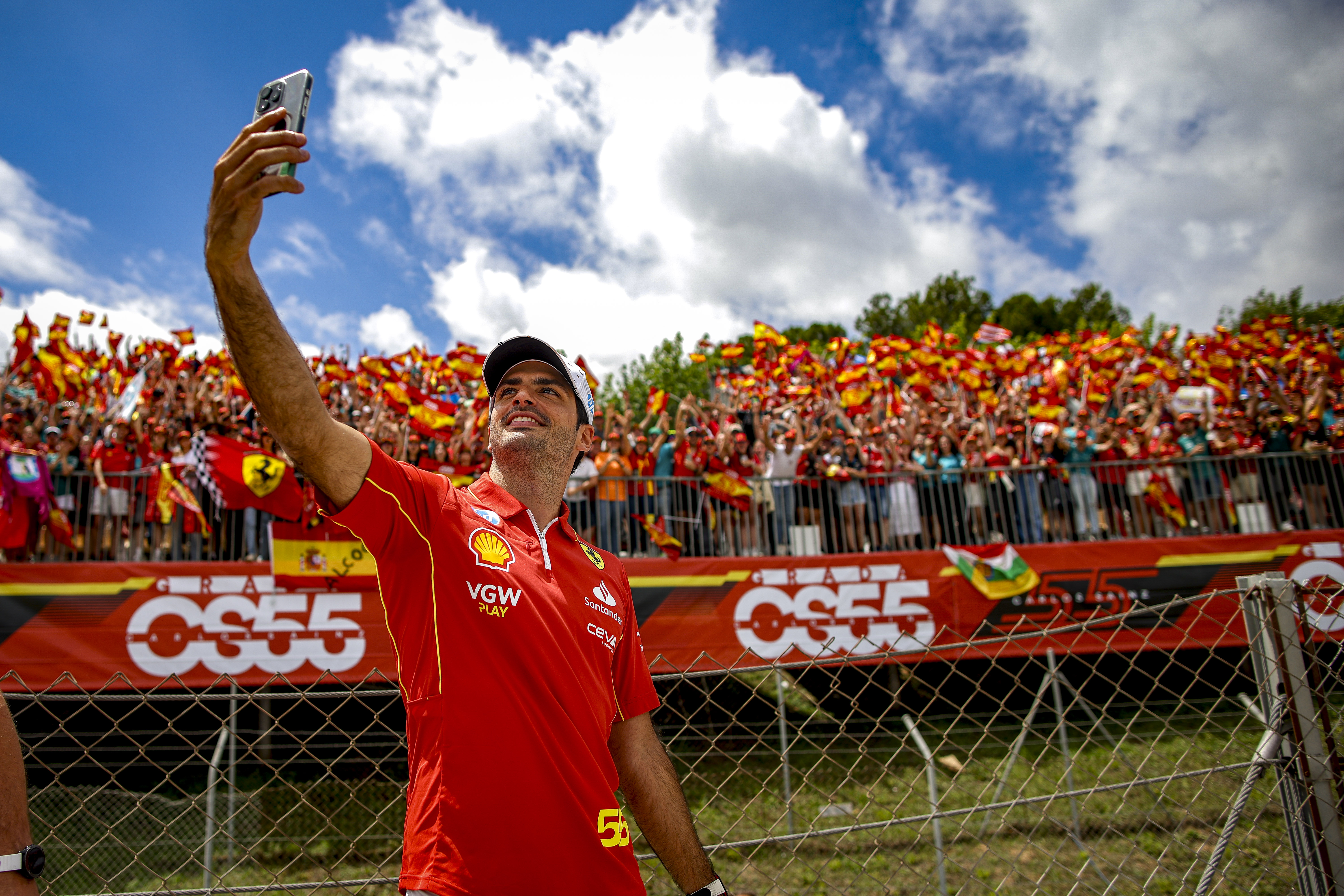 Carlos Sainz and his beloved Ferrari fans at the Barcelona Grand Prix on 23 June 2024. 