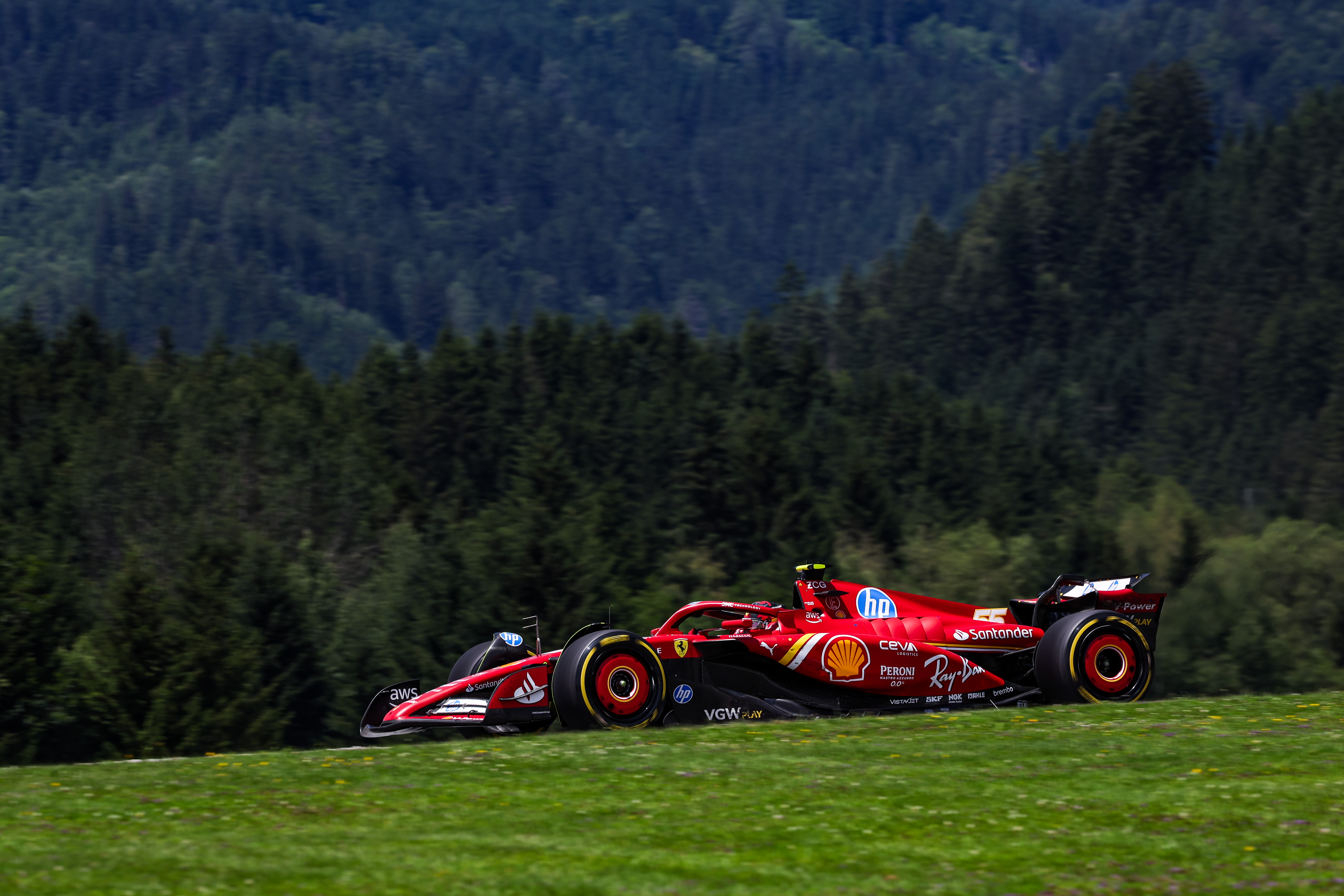 Carlos Sainz driving his Ferrari during the Austrian Grand Prix on June 29, 2024. 