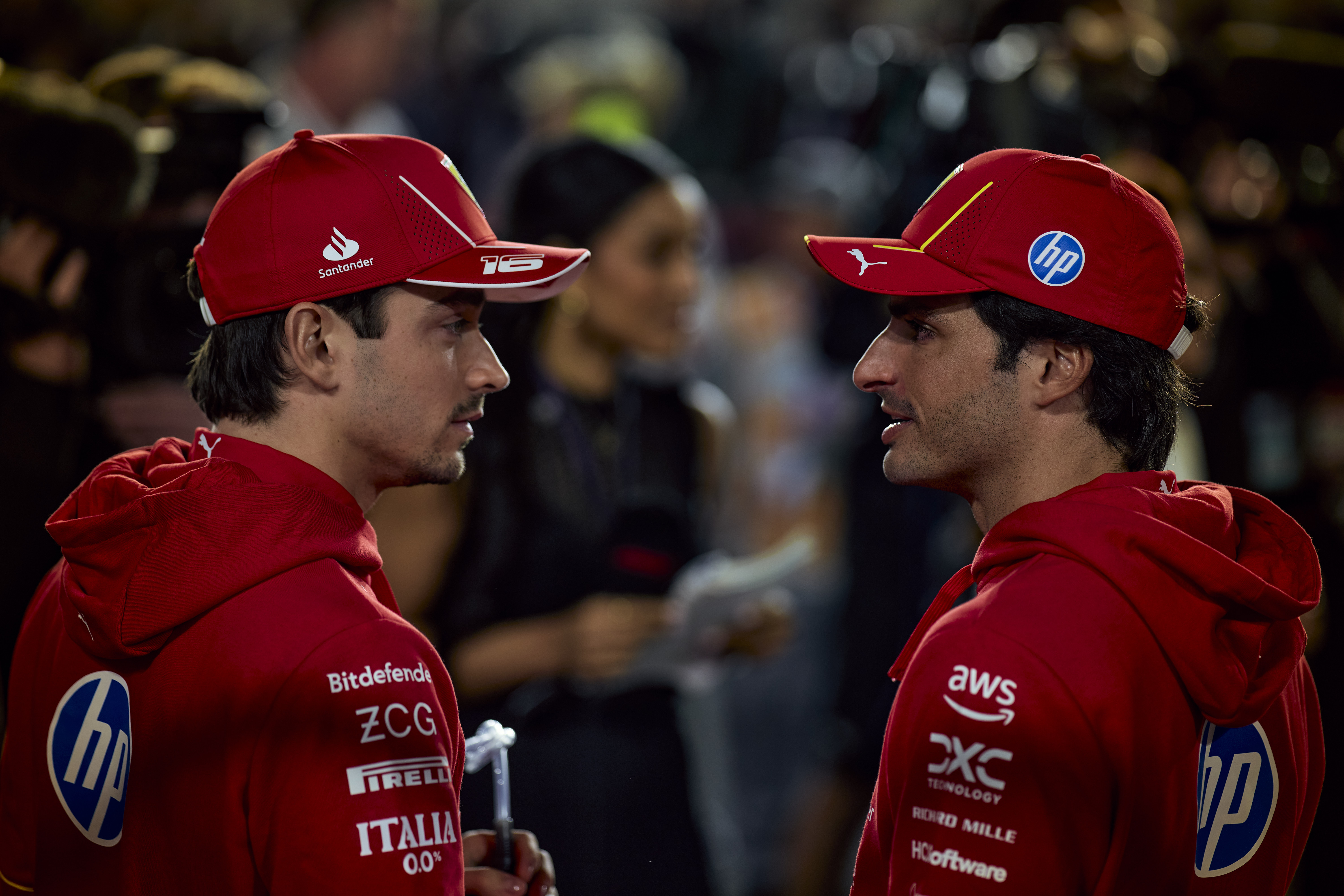 Carlos Sainz and Charles Leclerc at the Qatar Grand Prix on December 01, 2024. 