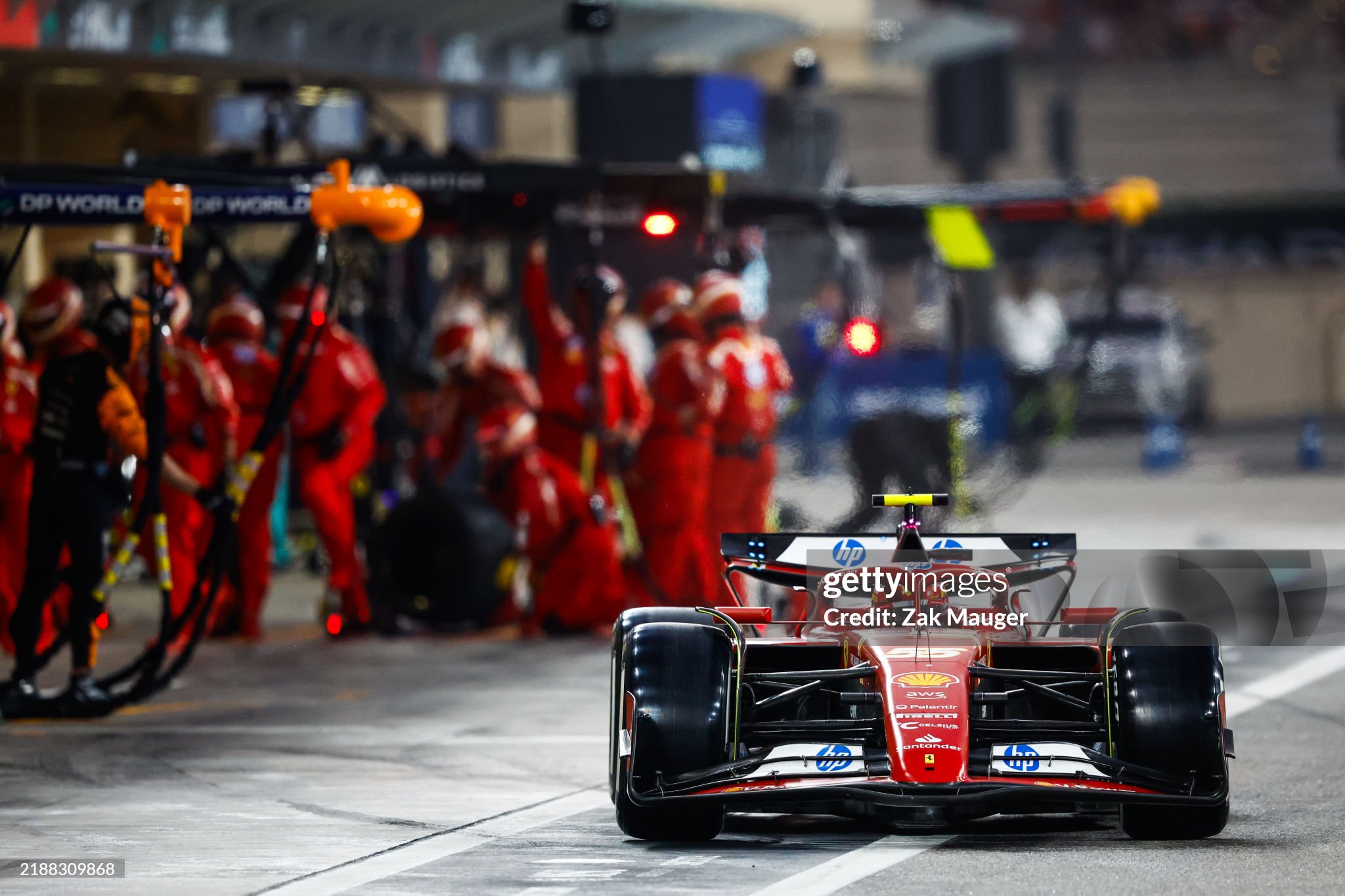 Carlos Sainz leaves his pit box during the F1 Grand Prix of Abu Dhabi at Yas Marina Circuit on December 08, 2024. 