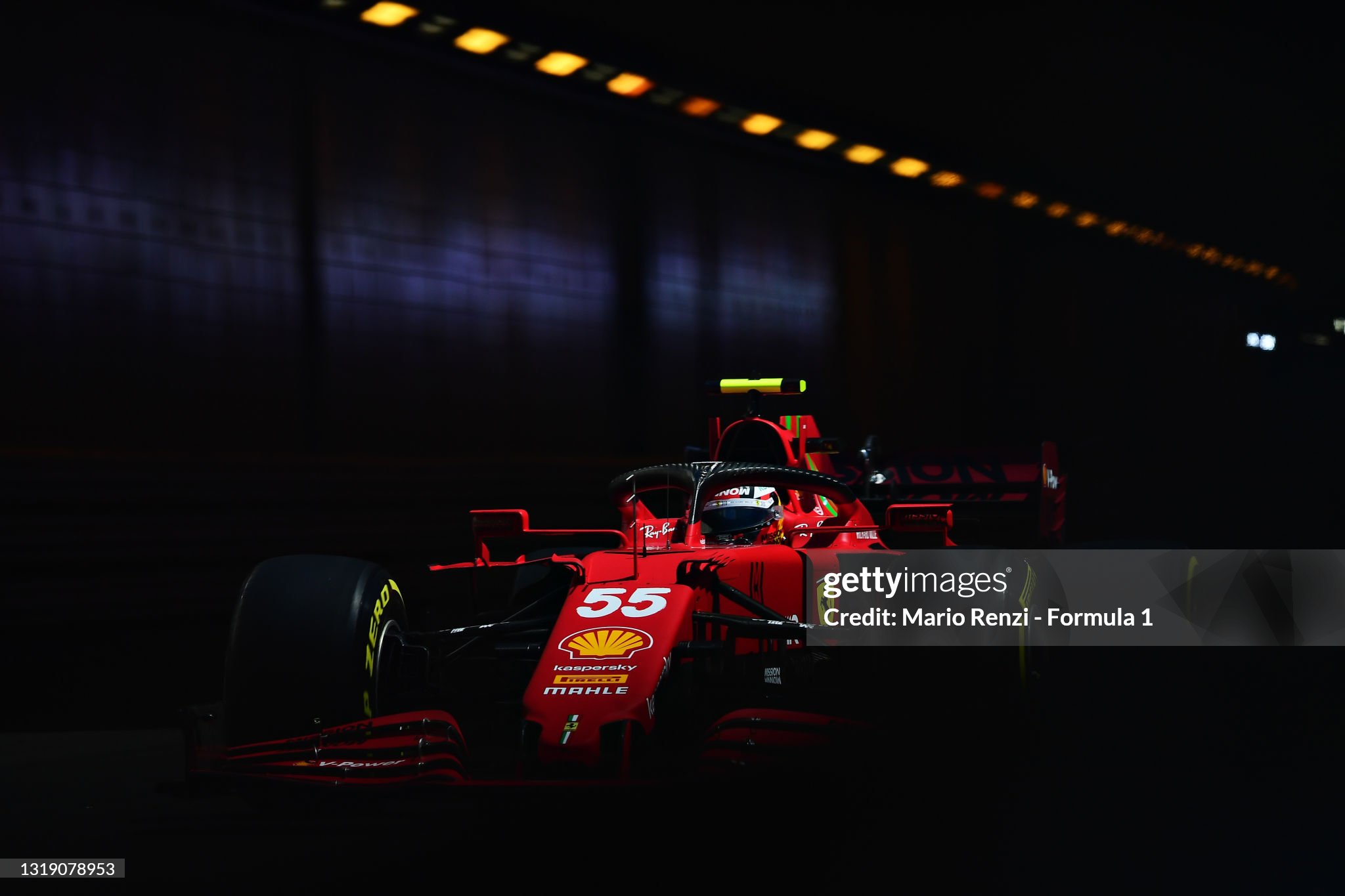 Carlos Sainz driving the Ferrari SF21 on track during practice ahead of the F1 Grand Prix of Monaco on May 20, 2021. 