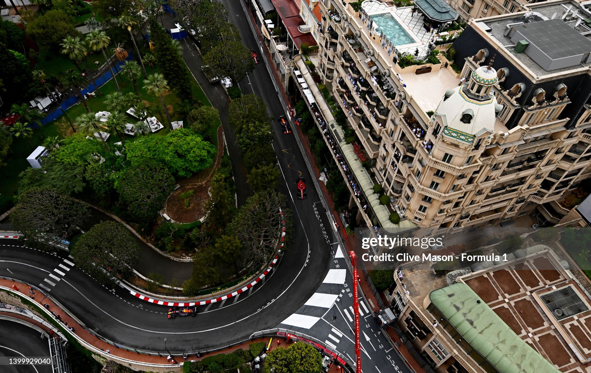 Sergio Perez, driving the Red Bull Racing RB18, leads Carlos Sainz, driving the Ferrari F1-75, Max Verstappen, driving the Red Bull Racing RB18 and Charles Leclerc, driving the Ferrari F1-75, during the F1 Grand Prix of Monaco at Circuit de Monaco on May 29, 2022 in Monte-Carlo. 