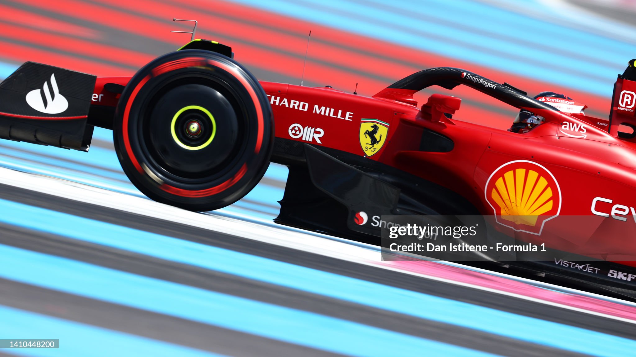 Carlos Sainz of Spain driving the Ferrari F1-75 on track during final practice ahead of the F1 Grand Prix of France at Circuit Paul Ricard in Le Castellet, France, on July 23, 2022. 