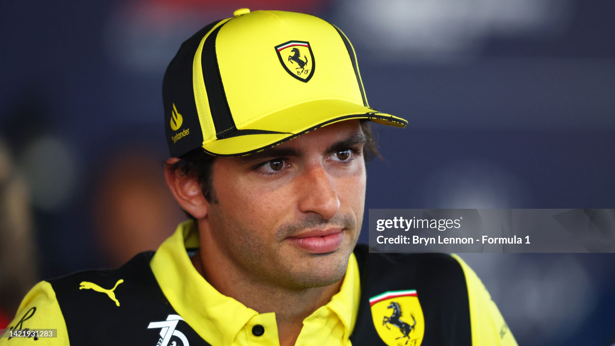 Carlos Sainz, Ferrari, talks to the media in the paddock during previews ahead of the F1 Grand Prix of Italy at Autodromo Nazionale Monza on September 08, 2022. 