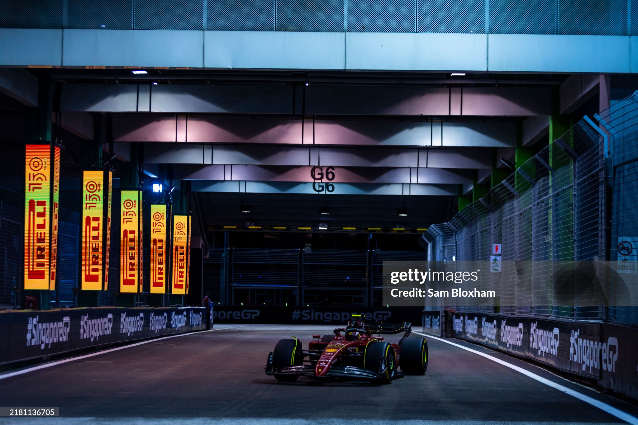 Carlos Sainz, Ferrari F1-75, during the Singapore Grand Prix at Marina Bay Street Circuit on Friday September 30, 2022. 