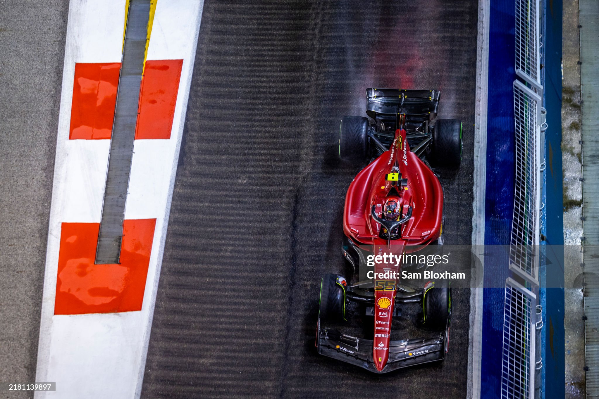 Carlos Sainz, Ferrari F1-75, during the Singapore Grand Prix at Marina Bay Street Circuit on Sunday October 02, 2022. 