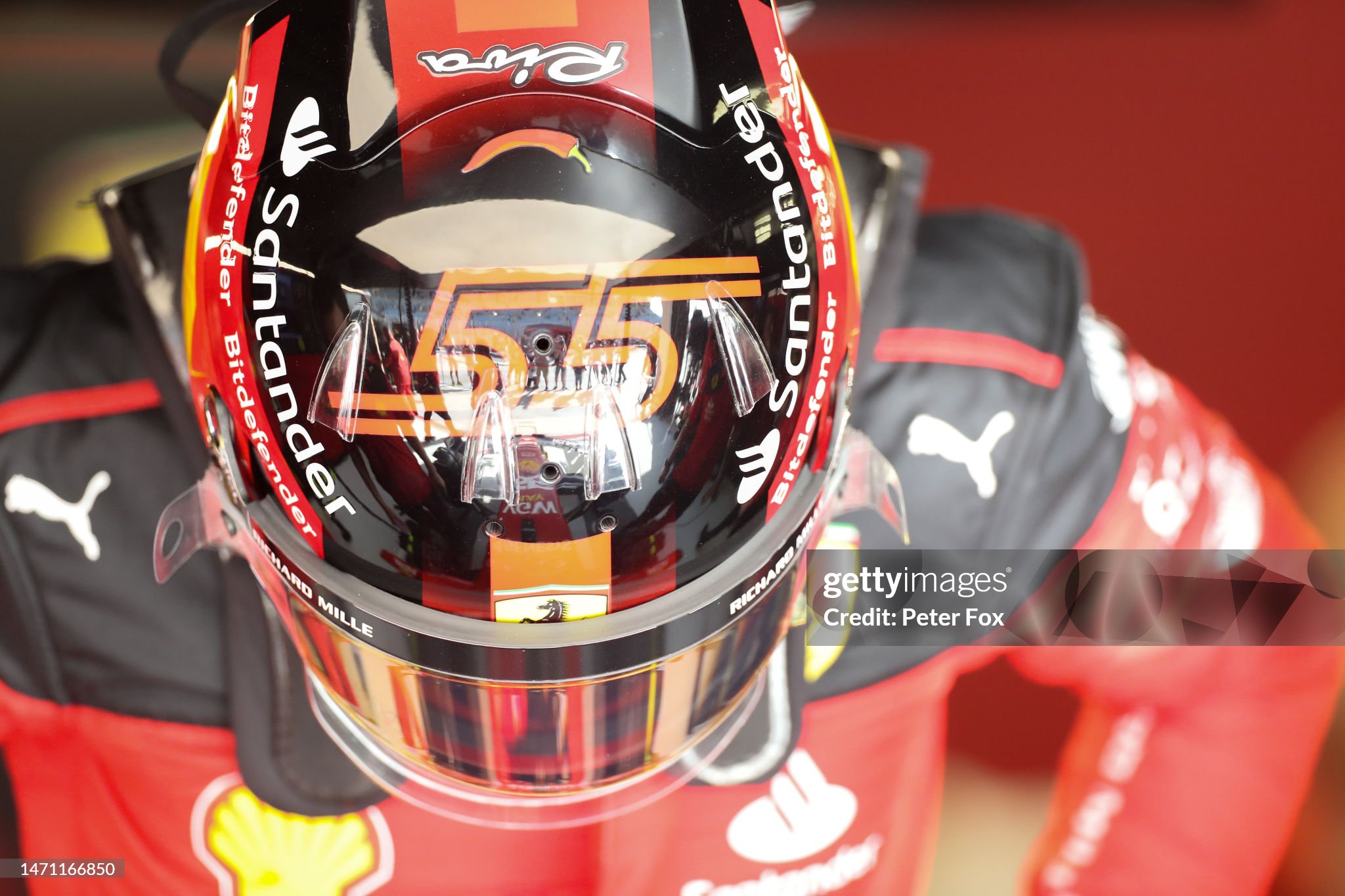 Carlos Sainz of Spain and Ferrari prepares to drive in the garage during final practice ahead of the F1 Grand Prix of Bahrain at Bahrain International Circuit on March 04, 2023. 