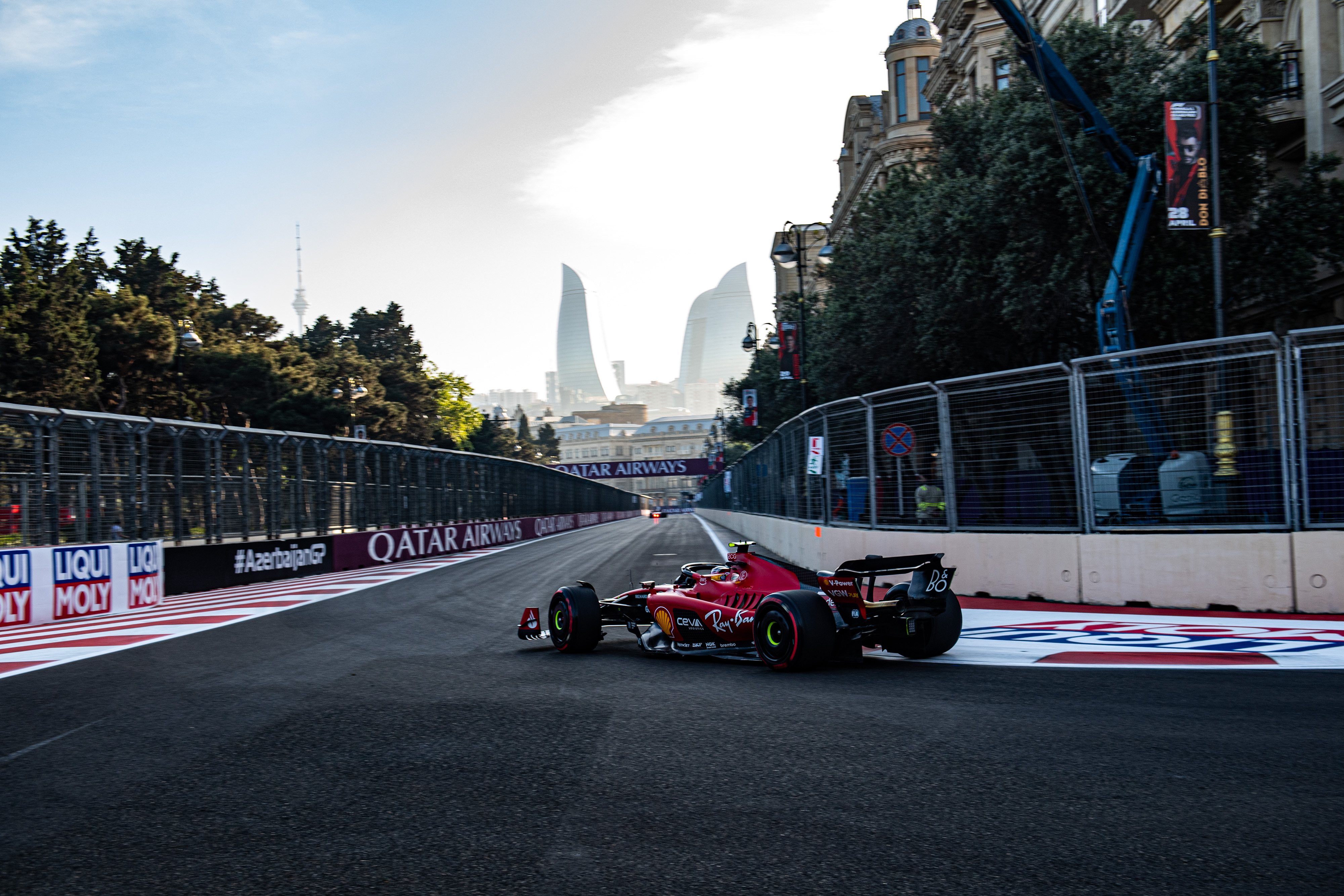 Carlos Sainz, Ferrari, during qualifying in Baku on 28 April 2023. 