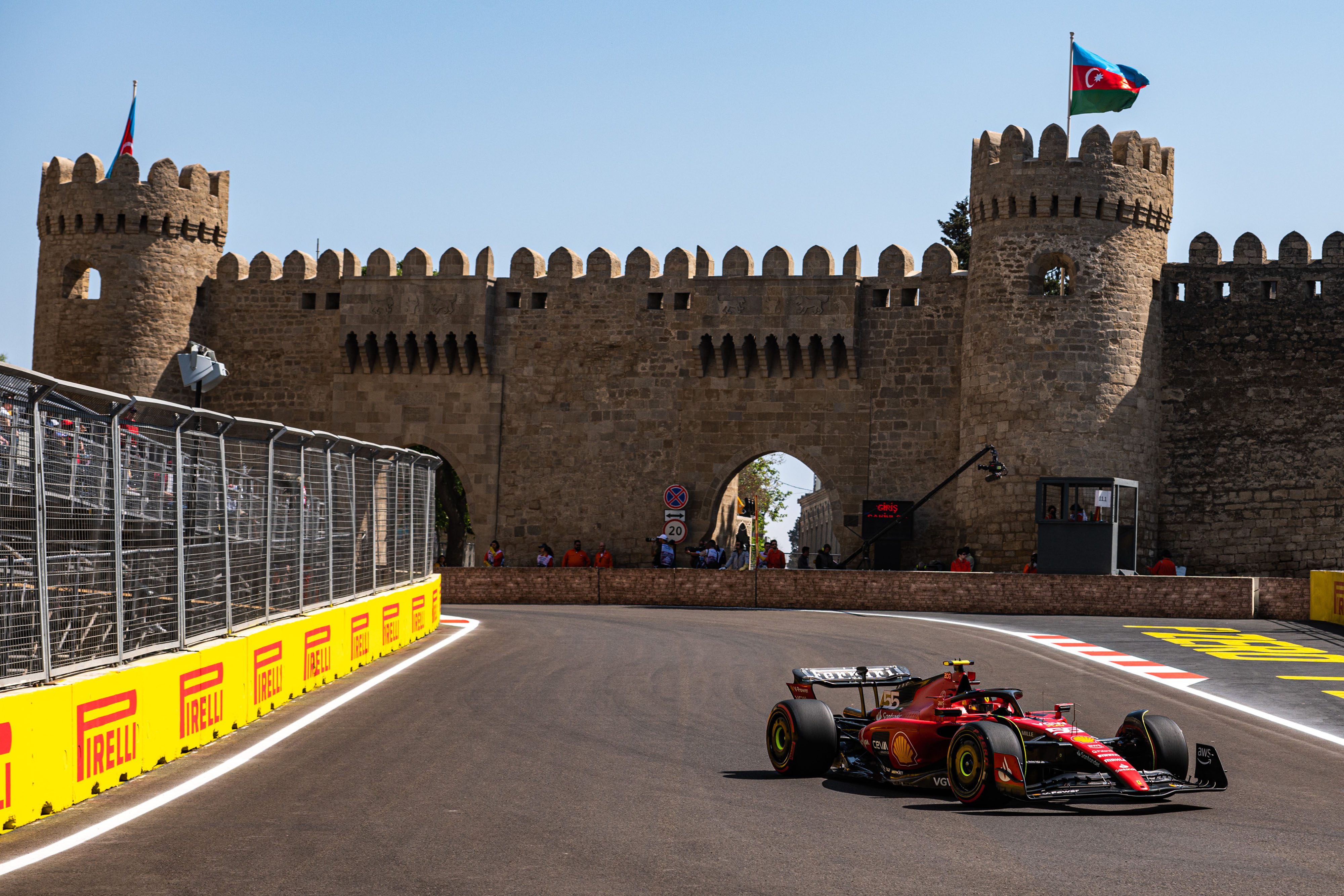 Carlos Sainz, Ferrari, during qualifying in Baku on 28 April 2023. 