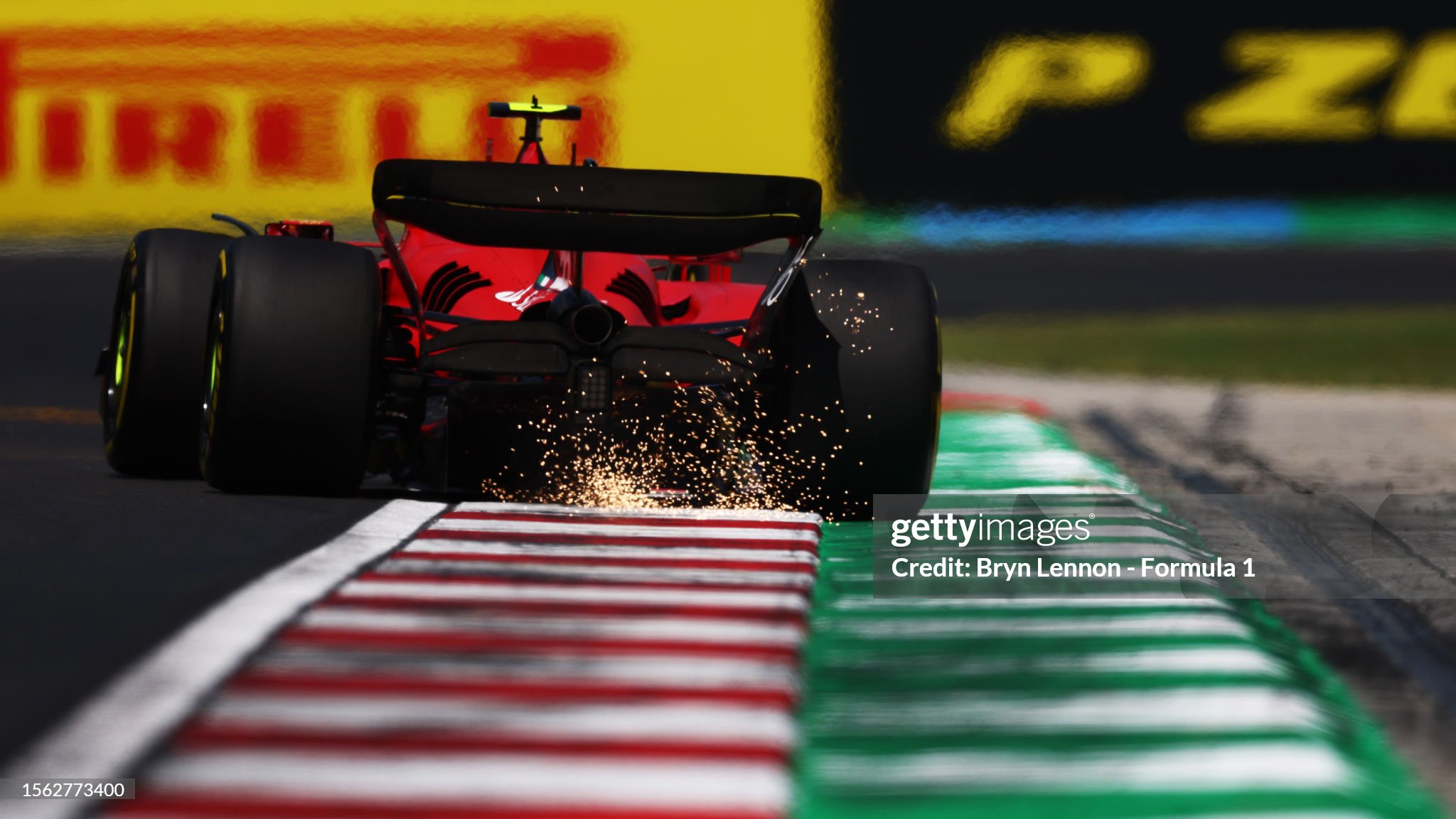 Sparks fly behind Carlos Sainz of Spain driving the Ferrari SF-23 during final practice ahead of the F1 Grand Prix of Hungary at Hungaroring on July 22, 2023 in Budapest, Hungary. 