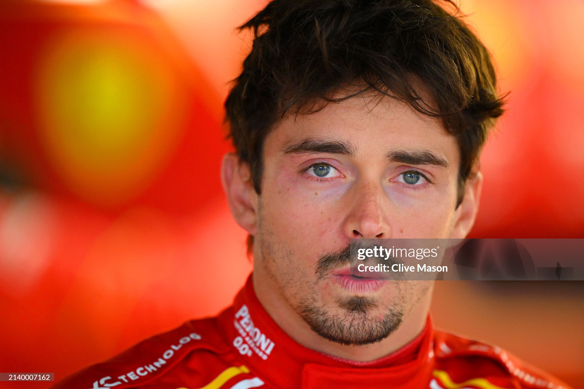 Charles Leclerc looks on in the garage during practice ahead of the F1 Grand Prix of Japan at Suzuka International Racing Course on April 05, 2024. 